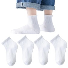 Boys Athletic Socks Half Crew Cushion White Cotton Soft Comfortable Socks for...