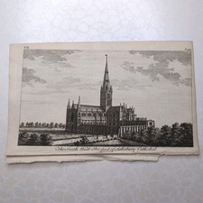 Original Antique 1787 Engraving A Salisbury Cathedral Copper Plate England