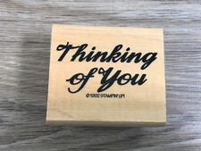 Thinking of you Rubber Stamp Single Script Phrase by Stampin Up 1992