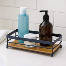 Natural Bamboo Wooden Decorative Storage Organizer Tray - 13.3" x 6.75"