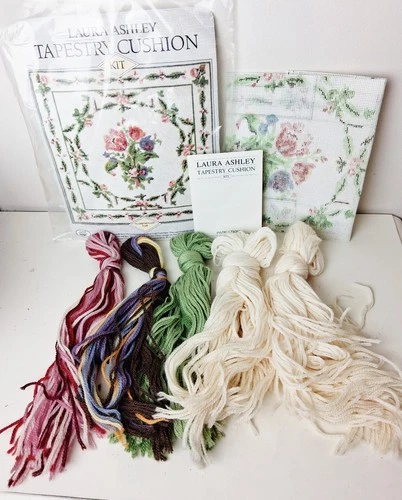 Laura Ashley Crewel Scarborough Fair Needlepoint Tapestry Cushion Pillow  Kit