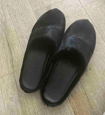 Marni Women's Black Slip-On Flats Round Toe Faux Leather US 9 New w/ Box