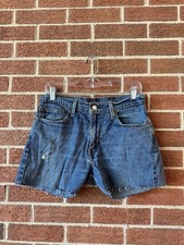 Levi's Distressed Denim Cutoff Shorts Medium Wash Raw Hem, Size 4 Waist 30
