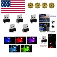 5 PCS USB LED Car Interior Atmosphere Lamp, Portable Mini LED Night Light, Pl...