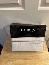 NIP Ralph Lauren Wessex White/Grey Embroidered King Duvet Cover  Shams Set 3pc