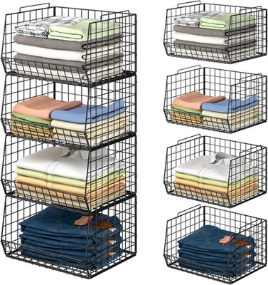 4-Tier Stackable Closet Organizers and Storage Shelves, Foldable Closet Shelf Or