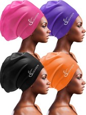 4 PCS Silicone Extra Large Swim Caps Braids Dreadlocks Women Men Long Hair