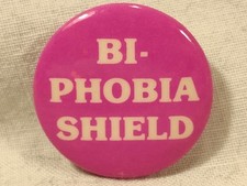 Vintage Gay Humor Bi Phobia Shield 1980s Pinback Button