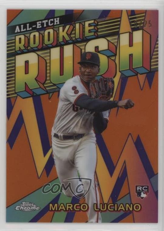 2024 Topps Chrome All-Etch Rookie Rush Orange Refractor 10/25 Marco Luciano 0pg6