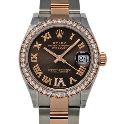 Rolex New Datejust 278381 31mm Steel Gold Chocolate Diamond Box/Paper/WTY #RL495
