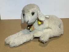 STEIFF LAMBY Laying - Has Chest Tag w/BELL Ear Flag 2525.04 1970's 11" Long