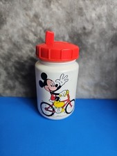 Vintage Walt Disney Mickey Mouse Bicycle Plastic Sipping Cup Rare 4" Tall