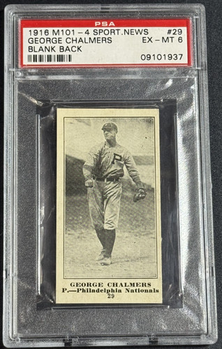 1916 M101 4 Sporting News George Chalmers [Blank Back] #29 card