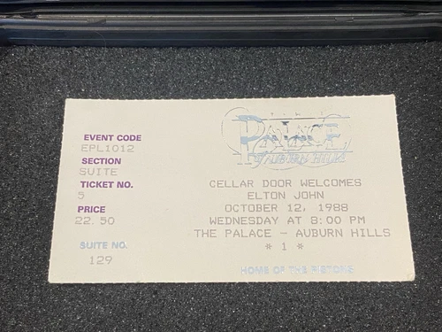 1988 Elton John Concert Ticket Stub — Palace of Auburn Hills | VIP Suite | MINT