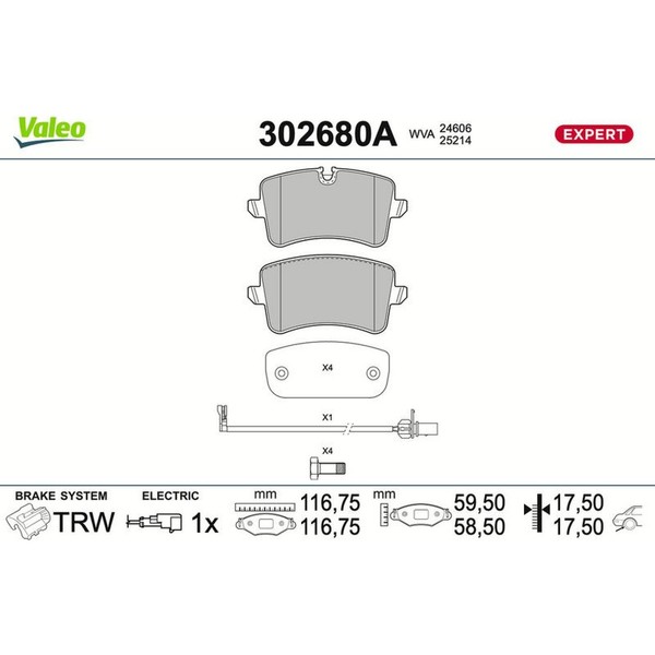 Valeo 302680A Bremsbelagsatz FüR Audi Porsche Macan A6 C7 A7 A5 A4 B8 95B 4GA-image