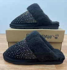 Bearpaw Loki Exoitc Indoor/Outdoor Suede Slippers Black Sparkle Women's 11 WIDE