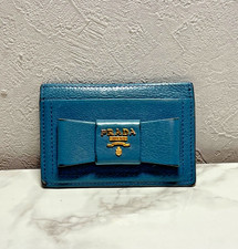 PRADA Saffiano Fiocco Bow Card Holder Case Wa...