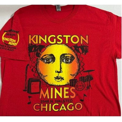 Kingston Mines Blues Alley Chicago T-Shirt Red Graphic Tee Mens Size Large