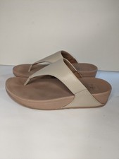 FitFlop Women  s Lulu Leather Thong Tan Brown Sandals US 9 Comfort Wedge Neutral