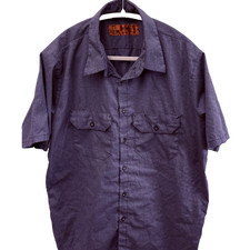 Red Kap Men's Work Shirt Large Gray Short Sleeve Button Front Industrial