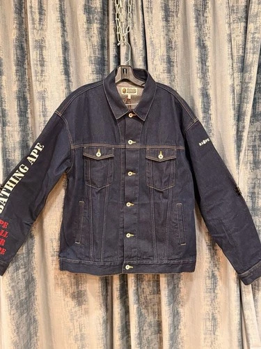 BAPE Multi Motif Loose Fit Denim Jacket Indigo Men's -L video thumbnail