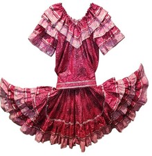 Vintage Rhythm Creations Square Dance Ensemble Outfit w Belt Pink Silver Ruffles