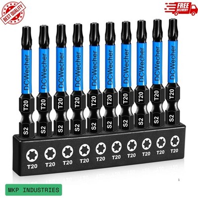 10 Pack T20 Torx Bit 2'' Professional Screwdriver Magnetic Bits for Impact Driver