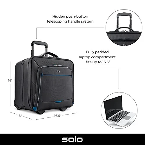 SOLO NEW YORK ACTIVE ROLLING OVERNIGHT LAPTOP BAG FITS UP TO 16IN TCC902-4/20 - Image 2 of 4