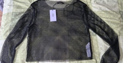 Damen Oberteil Langarm Stradivarius L * Neu *M  Schwarz Glitzersteine
