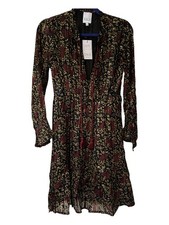 Raga Anthropologie Dress NWT $245 Anahita Long Sleeve Size M Black Metallic