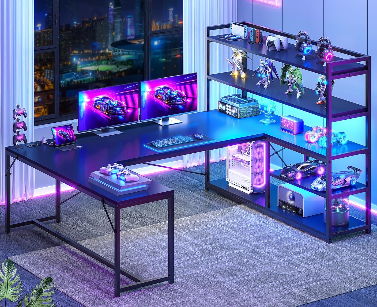 SEDETA L Shaped Gaming Desk, 63'' Reversible Computer Desk with Power Outlet and