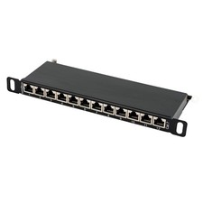 10" Patchpanel CAT7, 12 Port, platzsparende 0,5HE, LSA-Montage, T568A/B farbcodi