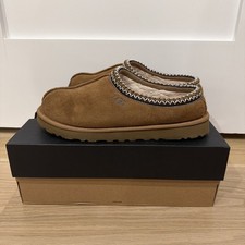 EXCELLENT UGG Tasman Slippers Mens 9 Chestnut Suede Shearling Lined Slip On 5950