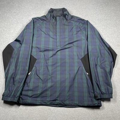 Zero Restriction tour series power torque 1/4 men's L green long sleeve tartan