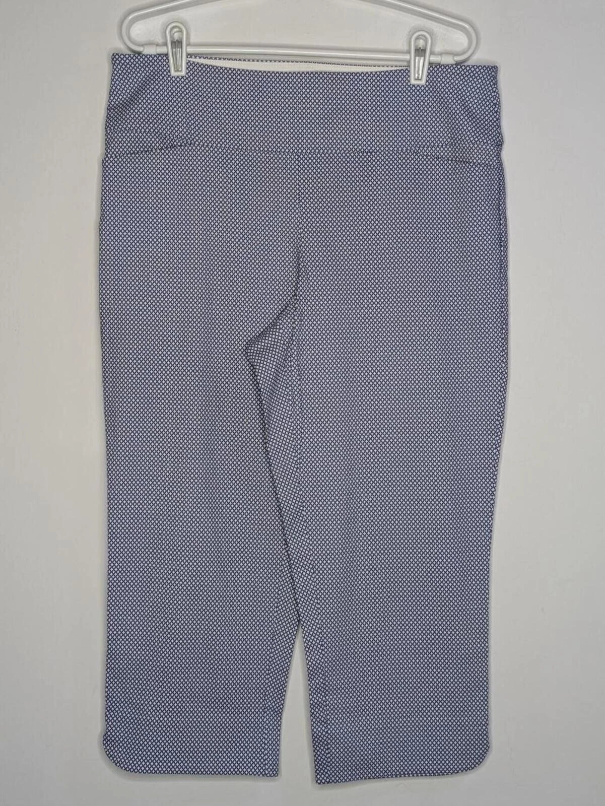 SC&Co blue white geometric pull on casual Capri crop pant 16