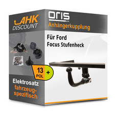 Für Ford Focus Sfh. 18- ORIS Anhängerkupplung abnehmbar + 13polig E-Satz AHK