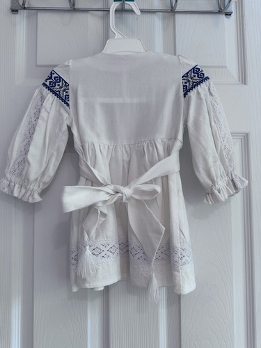 Vestito di lino ricamato a mano bambina Piccolo L 86 cm 24 mesi bambina - Foto 11 di 24
