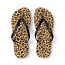 Leopard Print Flip Flops Animal Cheetah Beach Sandals, Womens Summer Footwear
