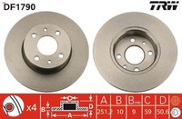2X Bremsscheibe TRW DF1790 2 Bremsscheiben Hinterachse Hinten