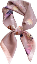 27.5" Mulberry Silk Feeling Head Scarf Women's Fashion Square Neck Satin Scarfs