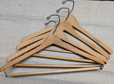 vintaeg LOT OF 4 wooden hangers advertising WOOD antique 1950s-1960s suit