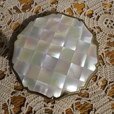 Vintage Stratton Made In England Mother of Pearl Compact  Mirror READ
