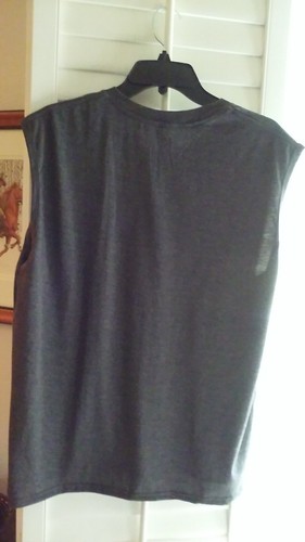 Neu ärmelloses Shirt meliert grau mit Sonne & Mond Aufkleber längere Länge Damen XL - Bild 4 von 4