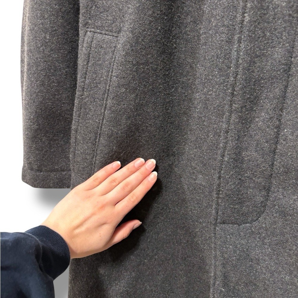 GAP Men's Charcoal Grey Wool Long Winter Car Coat Size Large image 6