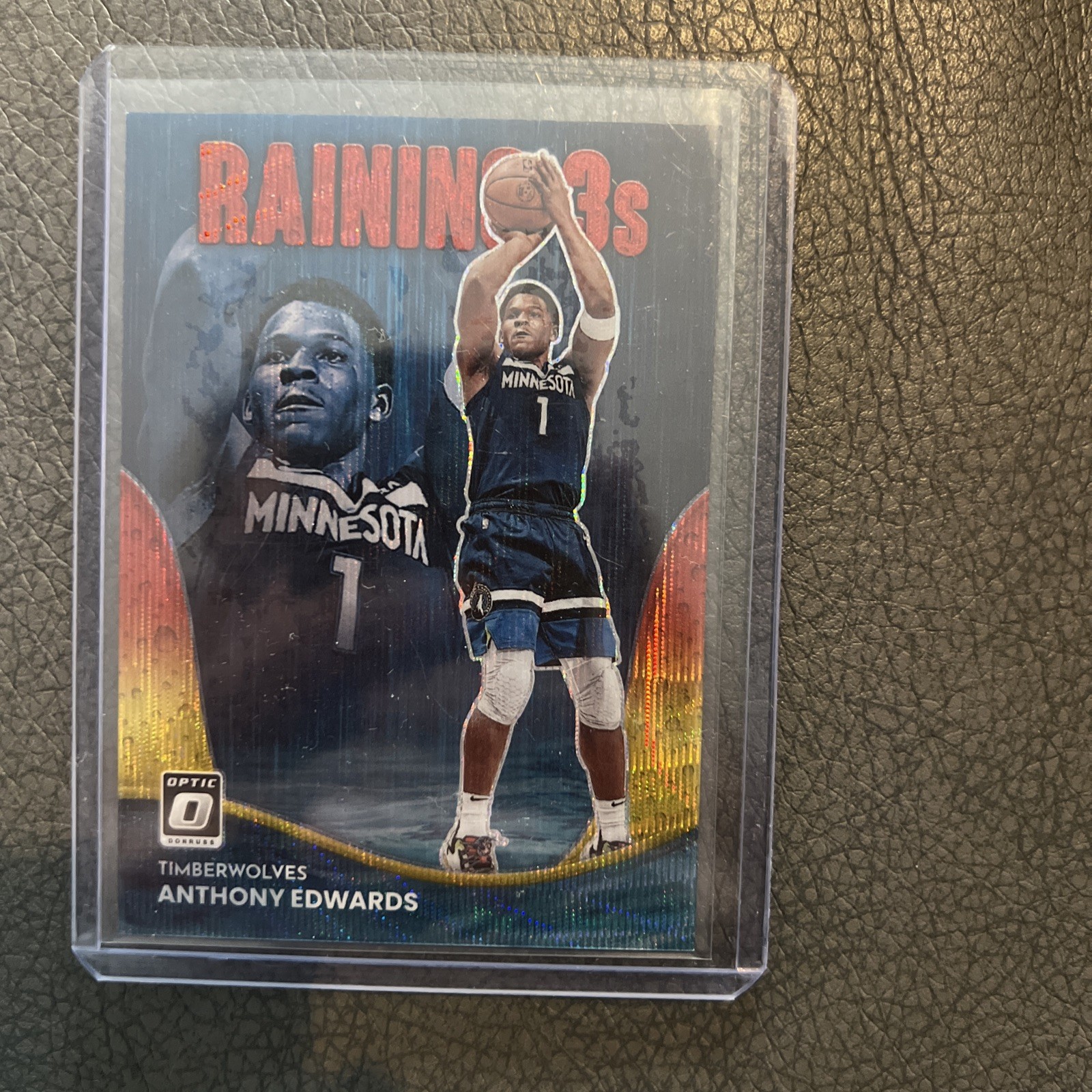 2022-23 Panini Donruss Optic - Raining 3s Anthony Edwards Red & Gold Wave  /99