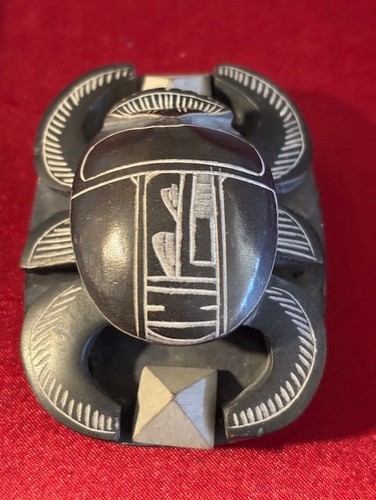 Egyptian-Style Scarab Paper weight Black Stone
