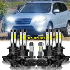 For Hyundai Santa Fe 2007-2012 LED Headlight High Low Fog light Bulbs Kit 6000K