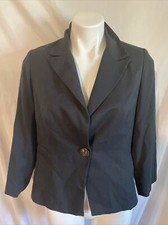Cabi Style 230 Size 6 One Button Charcoal Gray Blazer 3/4 Sleeve Womens