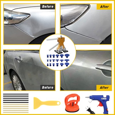 Car Repair Removal Tabs Hail Paintless Dent Puller Lifter PDR Tool Kit Glue Gun
