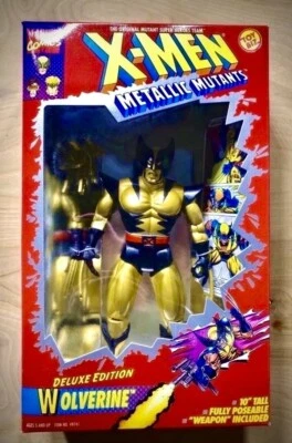 VINTAGE 1994 X-MEN WOLVERINE METALLIC MUTANTS 10" DELUXE GOLD FIGURE TOY BIZ  - Photo 1/4